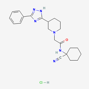 molecular formula C22H29ClN6O B2404654 N-(1-cyanocyclohexyl)-2-[3-(5-phenyl-1H-1,2,4-triazol-3-yl)piperidin-1-yl]acetamide hydrochloride CAS No. 2093780-00-6