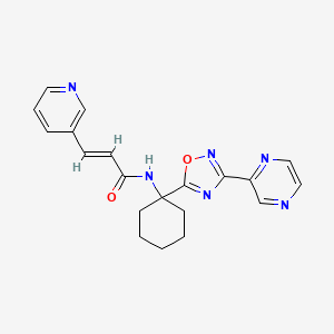 molecular formula C20H20N6O2 B2404663 (E)-N-(1-(3-(pyrazin-2-yl)-1,2,4-oxadiazol-5-yl)cyclohexyl)-3-(pyridin-3-yl)acrylamide CAS No. 1396890-34-8