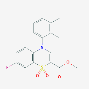 molecular formula C18H16FNO4S B2404669 methyl 4-(2,3-dimethylphenyl)-7-fluoro-4H-1,4-benzothiazine-2-carboxylate 1,1-dioxide CAS No. 1358522-32-3