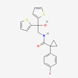 molecular formula C20H18FNO2S2 B2404690 1-(4-fluorophenyl)-N-(2-hydroxy-2,2-di(thiophen-2-yl)ethyl)cyclopropanecarboxamide CAS No. 2034589-79-0