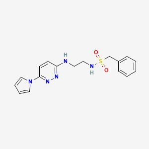 molecular formula C17H19N5O2S B2404702 N-(2-((6-(1H-pyrrol-1-yl)pyridazin-3-yl)amino)ethyl)-1-phenylmethanesulfonamide CAS No. 1428348-99-5