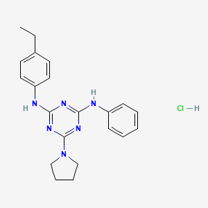 molecular formula C21H25ClN6 B2404709 N2-(4-ethylphenyl)-N4-phenyl-6-(pyrrolidin-1-yl)-1,3,5-triazine-2,4-diamine hydrochloride CAS No. 1179471-99-8