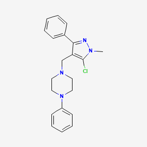 molecular formula C21H23ClN4 B2404716 1-[(5-chloro-1-methyl-3-phenyl-1H-pyrazol-4-yl)methyl]-4-phenylpiperazine CAS No. 477714-02-6