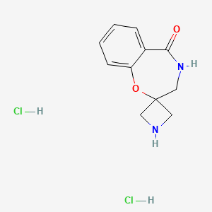 molecular formula C11H14Cl2N2O2 B2404728 Spiro[3,4-dihydro-1,4-benzoxazepine-2,3'-azetidine]-5-one;dihydrochloride CAS No. 2287299-77-6