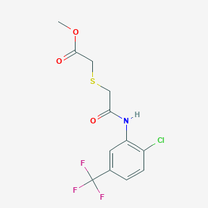 molecular formula C12H11ClF3NO3S B2404746 Methyl 2-((2-((2-chloro-5-(trifluoromethyl)phenyl)amino)-2-oxoethyl)thio)acetate CAS No. 403835-78-9