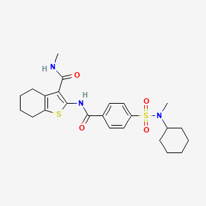 molecular formula C24H31N3O4S2 B2404747 2-(4-(N-cyclohexyl-N-methylsulfamoyl)benzamido)-N-methyl-4,5,6,7-tetrahydrobenzo[b]thiophene-3-carboxamide CAS No. 868965-40-6