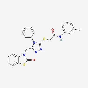 molecular formula C25H21N5O2S2 B2404761 2-((5-((2-氧代苯并[d]噻唑-3(2H)-基)甲基)-4-苯基-4H-1,2,4-三唑-3-基)硫代)-N-(间甲苯基)乙酰胺 CAS No. 847401-18-7