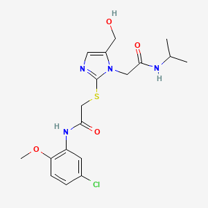 molecular formula C18H23ClN4O4S B2404777 N-(5-chloro-2-methoxyphenyl)-2-((5-(hydroxymethyl)-1-(2-(isopropylamino)-2-oxoethyl)-1H-imidazol-2-yl)thio)acetamide CAS No. 921867-37-0