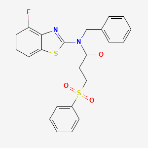 molecular formula C23H19FN2O3S2 B2404779 N-benzyl-N-(4-fluorobenzo[d]thiazol-2-yl)-3-(phenylsulfonyl)propanamide CAS No. 941877-95-8