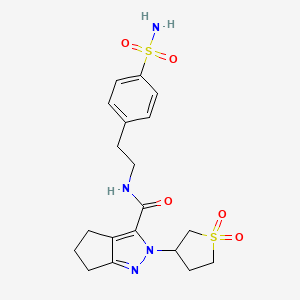 molecular formula C19H24N4O5S2 B2404792 2-(1,1-dioxidotetrahydrothiophen-3-yl)-N-(4-sulfamoylphenethyl)-2,4,5,6-tetrahydrocyclopenta[c]pyrazole-3-carboxamide CAS No. 2319836-02-5