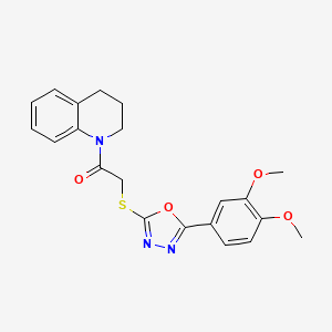 molecular formula C21H21N3O4S B2404795 1-(3,4-dihydroquinolin-1(2H)-yl)-2-((5-(3,4-dimethoxyphenyl)-1,3,4-oxadiazol-2-yl)thio)ethanone CAS No. 486398-16-7