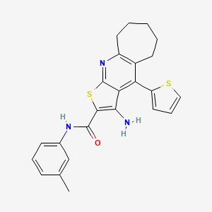 3-amino-4-(thiophen-2-yl)-N-(m-tolyl)-6,7,8,9-tetrahydro-5H-cyclohepta[b]thieno[3,2-e]pyridine-2-carboxamide