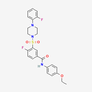 molecular formula C25H25F2N3O4S B2404823 N-(4-etoxi fenil)-4-fluoro-3-((4-(2-fluorofenil)piperazin-1-il)sulfonil)benzamida CAS No. 451504-85-1