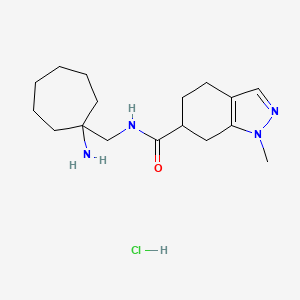 molecular formula C17H29ClN4O B2404826 N-[(1-Aminocycloheptyl)methyl]-1-methyl-4,5,6,7-tetrahydroindazole-6-carboxamide;hydrochloride CAS No. 2418731-75-4