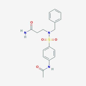 molecular formula C18H21N3O4S B240483 3-[{[4-(Acetylamino)phenyl]sulfonyl}(benzyl)amino]propanamide 