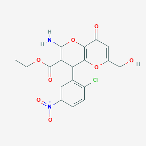 ethyl 2-amino-4-(2-chloro-5-nitrophenyl)-6-(hydroxymethyl)-8-oxo-4H-pyrano[3,2-b]pyran-3-carboxylate