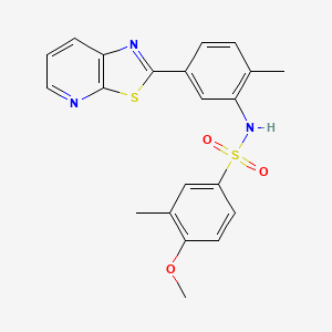 molecular formula C21H19N3O3S2 B2404844 4-メトキシ-3-メチル-N-(2-メチル-5-(チアゾロ[5,4-b]ピリジン-2-イル)フェニル)ベンゼンスルホンアミド CAS No. 896679-68-8