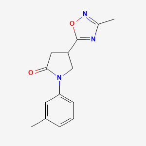 molecular formula C14H15N3O2 B2404853 4-(3-Methyl-1,2,4-oxadiazol-5-yl)-1-(3-methylphenyl)pyrrolidin-2-one CAS No. 1170063-76-9
