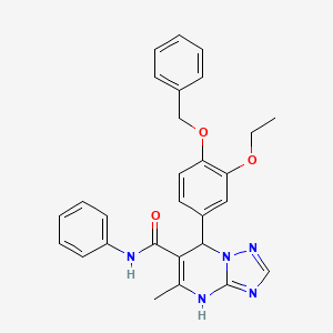 molecular formula C28H27N5O3 B2404859 7-[4-(benzyloxy)-3-ethoxyphenyl]-5-methyl-N-phenyl-4,7-dihydro[1,2,4]triazolo[1,5-a]pyrimidine-6-carboxamide CAS No. 361171-82-6
