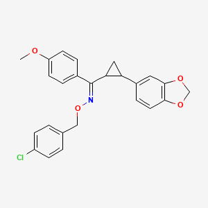 molecular formula C25H22ClNO4 B2404880 [2-(1,3-苯并二氧杂环-5-基)环丙基](4-甲氧基苯基)甲酮 O-(4-氯苄基)肟 CAS No. 338749-28-3