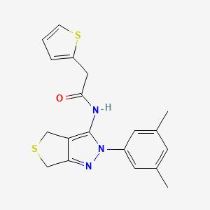 molecular formula C19H19N3OS2 B2404894 N-(2-(3,5-二甲苯基)-4,6-二氢-2H-噻吩并[3,4-c]吡唑-3-基)-2-(噻吩-2-基)乙酰胺 CAS No. 476459-36-6