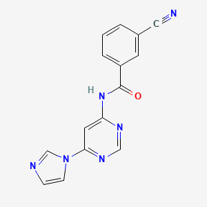 molecular formula C15H10N6O B2404905 N-(6-(1H-imidazol-1-yl)pyrimidin-4-yl)-3-cyanobenzamide CAS No. 1448037-05-5