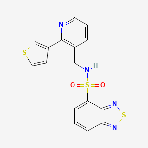 molecular formula C16H12N4O2S3 B2404913 N-((2-(thiophen-3-yl)pyridin-3-yl)methyl)benzo[c][1,2,5]thiadiazole-4-sulfonamide CAS No. 2034345-95-2