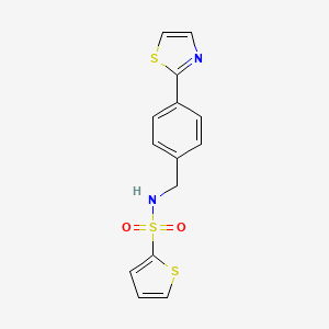 molecular formula C14H12N2O2S3 B2404920 N-(4-(噻唑-2-基)苄基)噻吩-2-磺酰胺 CAS No. 1421449-67-3