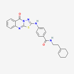 molecular formula C24H23N5O2S B2404924 N-(2-(cyclohex-1-en-1-yl)ethyl)-4-((5-oxo-5H-[1,3,4]thiadiazolo[2,3-b]quinazolin-2-yl)amino)benzamide CAS No. 1114627-50-7