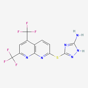 3-{[5,7-bis(trifluoromethyl)[1,8]naphthyridin-2-yl]sulfanyl}-1H-1,2,4-triazol-5-amine