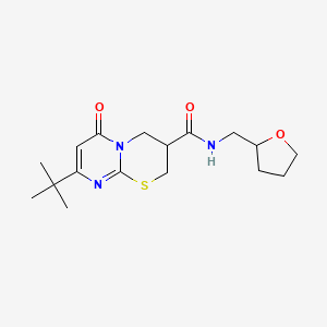 molecular formula C17H25N3O3S B2404949 8-(tert-butyl)-6-oxo-N-((tetrahydrofuran-2-yl)methyl)-2,3,4,6-tetrahydropyrimido[2,1-b][1,3]thiazine-3-carboxamide CAS No. 1421475-92-4