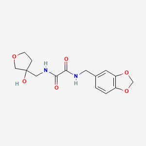 molecular formula C15H18N2O6 B2404950 N1-(benzo[d][1,3]dioxol-5-ylmethyl)-N2-((3-hydroxytetrahydrofuran-3-yl)methyl)oxalamide CAS No. 2034605-49-5