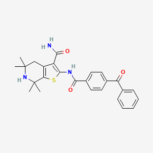 molecular formula C26H27N3O3S B2404952 2-[(4-苯甲酰苯甲酰)氨基]-5,5,7,7-四甲基-4,6-二氢噻吩并[2,3-c]吡啶-3-甲酰胺 CAS No. 887898-31-9