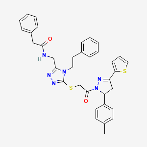N-((5-((2-oxo-2-(3-(thiophen-2-yl)-5-(p-tolyl)-4,5-dihydro-1H-pyrazol-1-yl)ethyl)thio)-4-phenethyl-4H-1,2,4-triazol-3-yl)methyl)-2-phenylacetamide
