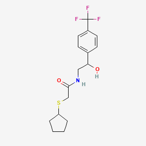 molecular formula C16H20F3NO2S B2404954 2-(cyclopentylthio)-N-(2-hydroxy-2-(4-(trifluoromethyl)phenyl)ethyl)acetamide CAS No. 1448035-99-1