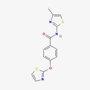 molecular formula C14H11N3O2S2 B2404962 N-(4-methylthiazol-2-yl)-4-(thiazol-2-yloxy)benzamide CAS No. 2034274-62-7