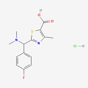 molecular formula C14H16ClFN2O2S B2404964 2-[(Dimethylamino)(4-fluorophenyl)methyl]-4-methyl-1,3-thiazole-5-carboxylic acid hydrochloride CAS No. 1417638-45-9
