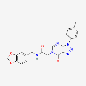 molecular formula C21H18N6O4 B2404972 N-(benzo[d][1,3]dioxol-5-ylmethyl)-2-(7-oxo-3-(p-tolyl)-3H-[1,2,3]triazolo[4,5-d]pyrimidin-6(7H)-yl)acetamide CAS No. 863019-21-0