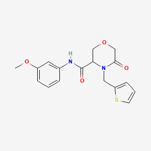 molecular formula C17H18N2O4S B2404985 N-(3-methoxyphenyl)-5-oxo-4-(thiophen-2-ylmethyl)morpholine-3-carboxamide CAS No. 1421446-21-0