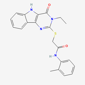 molecular formula C21H20N4O2S B2404986 2-[(3-乙基-4-氧代-5H-嘧啶并[5,4-b]吲哚-2-基)硫代]-N-(2-甲苯基)乙酰胺 CAS No. 888459-26-5