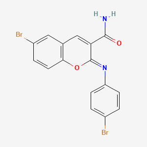 molecular formula C16H10Br2N2O2 B2404997 (2Z)-6-bromo-2-[(4-bromophenyl)imino]-2H-chromene-3-carboxamide CAS No. 313669-78-2