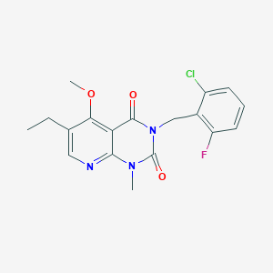 molecular formula C18H17ClFN3O3 B2404998 3-(2-cloro-6-fluorobencil)-6-etil-5-metoxi-1-metilpirido[2,3-d]pirimidina-2,4(1H,3H)-diona CAS No. 941946-68-5