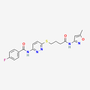 4-fluoro-N-(6-((4-((5-methylisoxazol-3-yl)amino)-4-oxobutyl)thio)pyridazin-3-yl)benzamide
