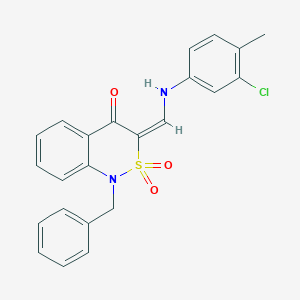 molecular formula C23H19ClN2O3S B2405005 (3E)-1-benzyl-3-{[(3-chloro-4-methylphenyl)amino]methylene}-1H-2,1-benzothiazin-4(3H)-one 2,2-dioxide CAS No. 893314-62-0