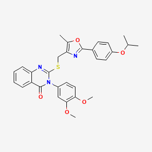 3-(3,4-dimethoxyphenyl)-2-(((2-(4-isopropoxyphenyl)-5-methyloxazol-4-yl)methyl)thio)quinazolin-4(3H)-one