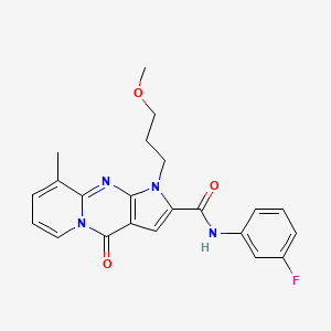 molecular formula C22H21FN4O3 B2405017 N-(3-fluorophenyl)-1-(3-methoxypropyl)-9-methyl-4-oxo-1,4-dihydropyrido[1,2-a]pyrrolo[2,3-d]pyrimidine-2-carboxamide CAS No. 902009-53-4