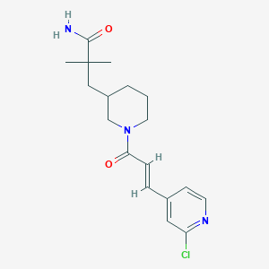 molecular formula C18H24ClN3O2 B2405018 3-[1-[(E)-3-(2-Chloropyridin-4-yl)prop-2-enoyl]piperidin-3-yl]-2,2-dimethylpropanamide CAS No. 2094957-38-5