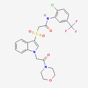 molecular formula C23H21ClF3N3O5S B2405019 N-(2-chloro-5-(trifluoromethyl)phenyl)-2-((1-(2-morpholino-2-oxoethyl)-1H-indol-3-yl)sulfonyl)acetamide CAS No. 878059-83-7