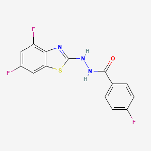 molecular formula C14H8F3N3OS B2405028 N'-(4,6-二氟苯并[d]噻唑-2-基)-4-氟苯甲酰肼 CAS No. 851988-18-6