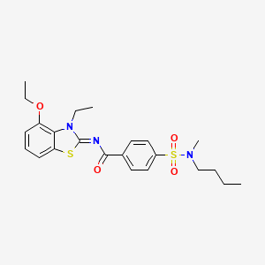 molecular formula C23H29N3O4S2 B2405029 （Z）-4-(N-丁基-N-甲基磺酰胺基)-N-(4-乙氧基-3-乙基苯并[d]噻唑-2(3H)-亚甲基)苯甲酰胺 CAS No. 533868-77-8